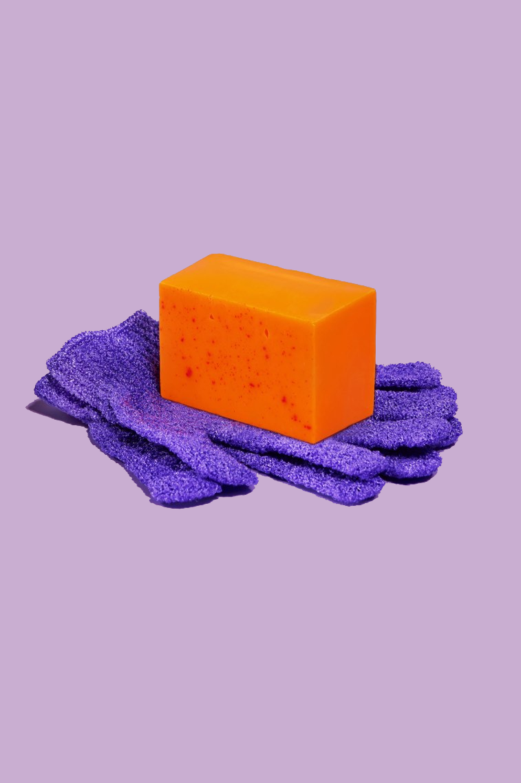 Passion Fruit soap lathered into the Body Buff Glove
