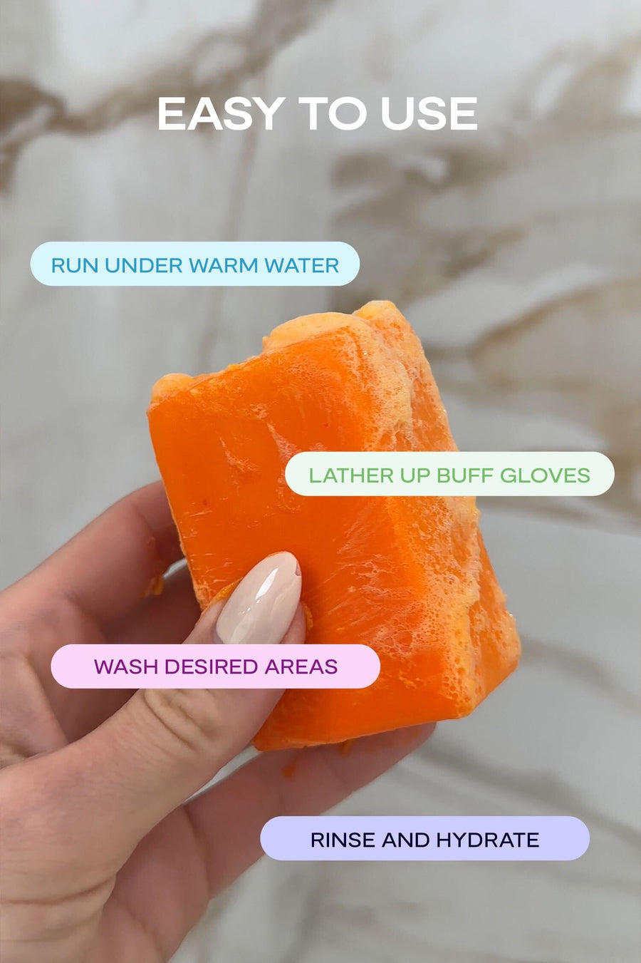 Passion Fruit Hyperpigmentation Soap bar, close up of the bar