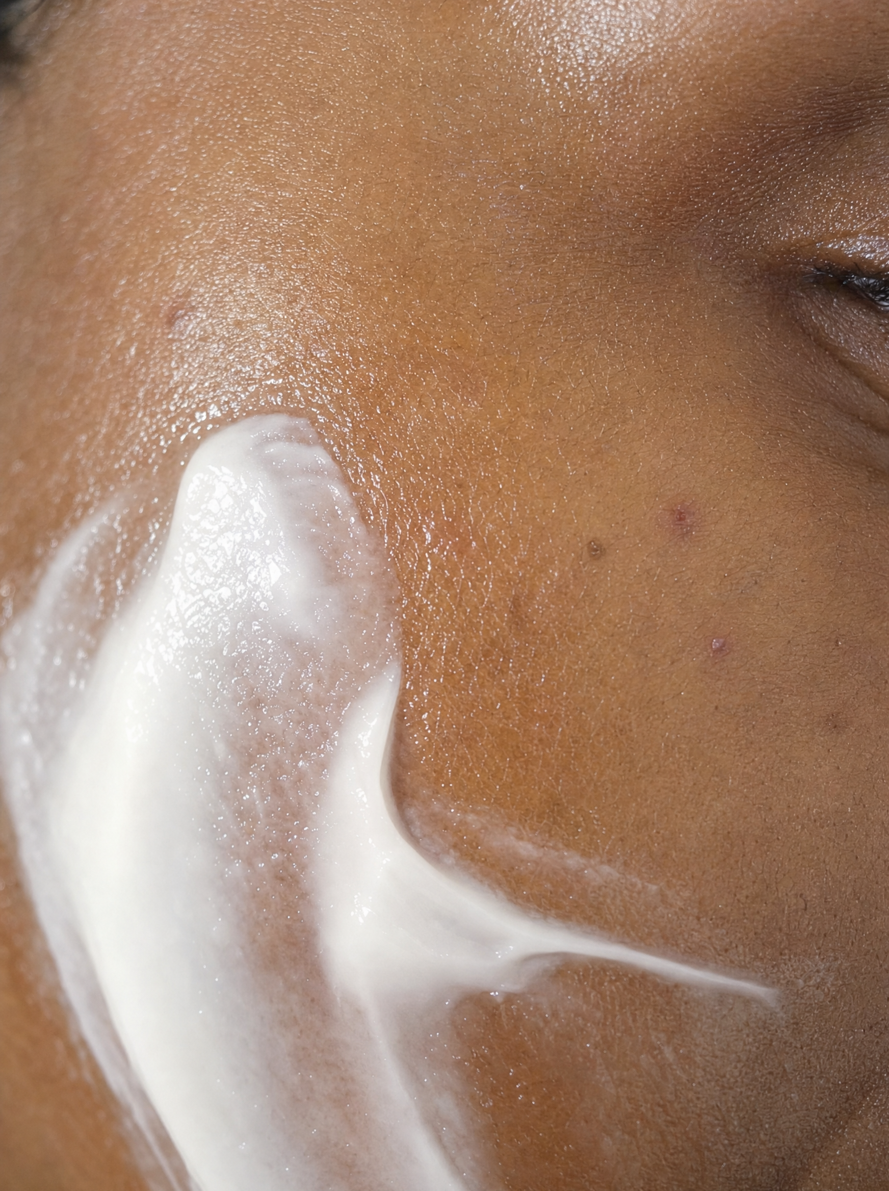 Close-up of Baby Skin cleanser texture on freshly washed skin.