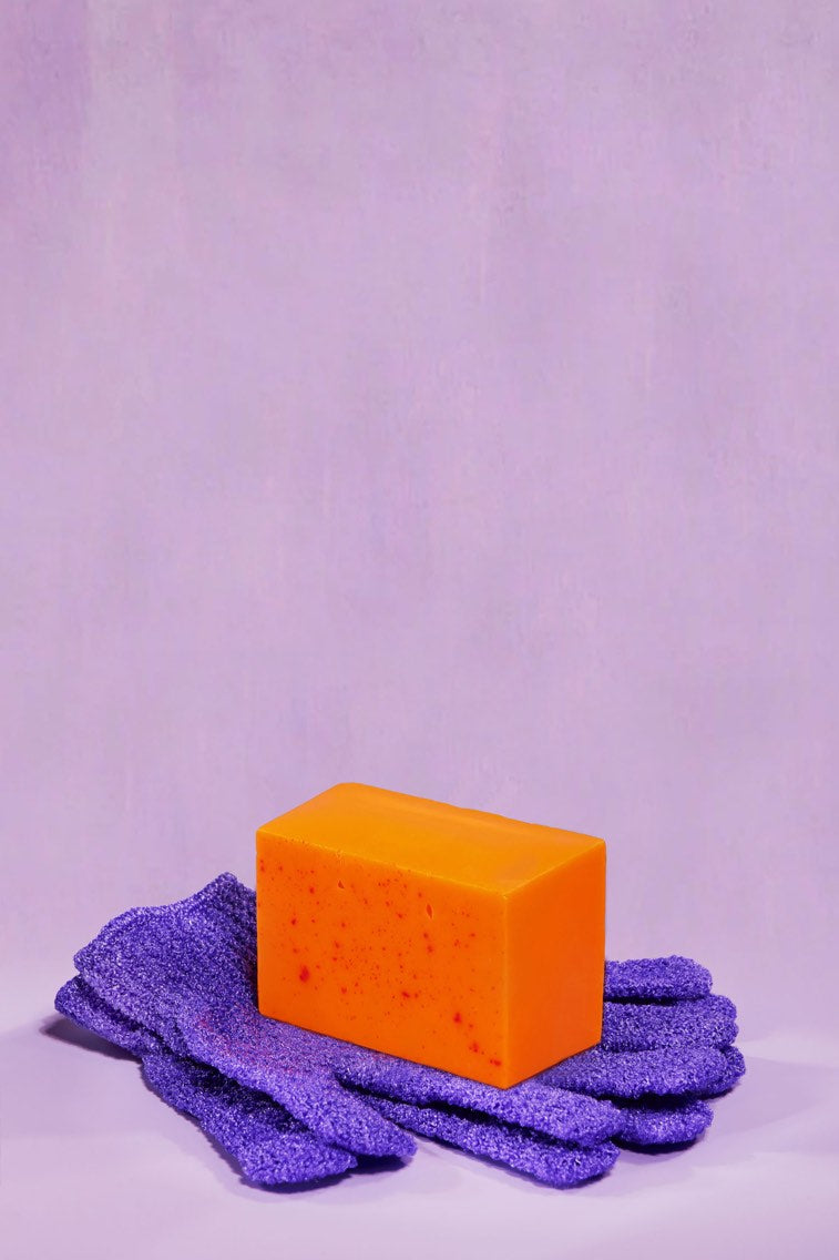Nola Skinsentials Passion Fruit Hyperpigmentation Soap bar with Body Buff Glove